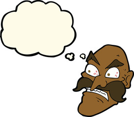 cartoon angry old man with thought bubble
