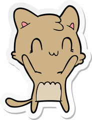 sticker of a cartoon happy cat