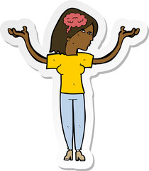 sticker of a cartoon intelligent woman