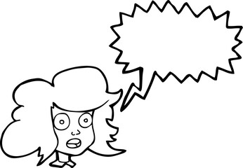 speech bubble cartoon surprised female face