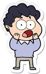 Obraz premium sticker of a cartoon man gasping in surprise