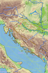 Geographische physische Karte von Kroatien