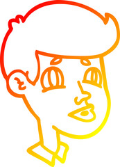 warm gradient line drawing cartoon boy face