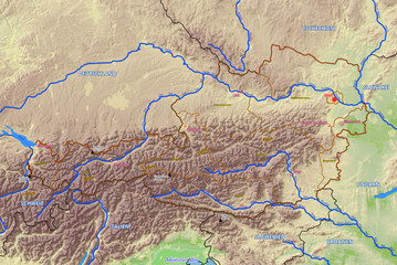 Naklejka premium Geographische physische Karte von Österreich