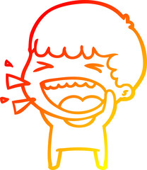 warm gradient line drawing cartoon laughing man