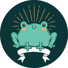 icon of tattoo style happy frog