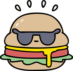 a tasty burger wearing sunglasses