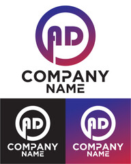 A D lettering with square design vector template