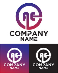 A E lettering with square design vector template