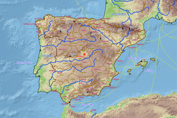 Geographische physische Karte von Spanien
