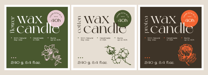 Abstract botanical vector cosmetics printable label design template for branding packaging design