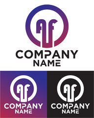 A F lettering with square design vector template