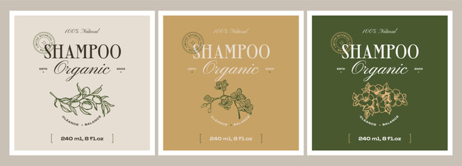 Abstract botanical vector cosmetics printable label design template for branding packaging design