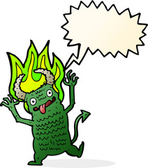 cartoon demon with speech bubble