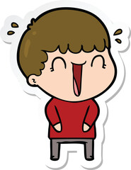sticker of a laughing cartoon man