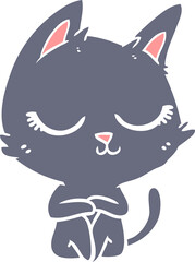 calm flat color style cartoon cat