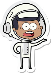 sticker of a cartoon surprised astronaut