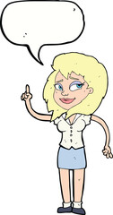 cartoon pretty woman with idea with speech bubble