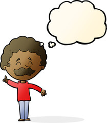 cartoon man with idea with thought bubble