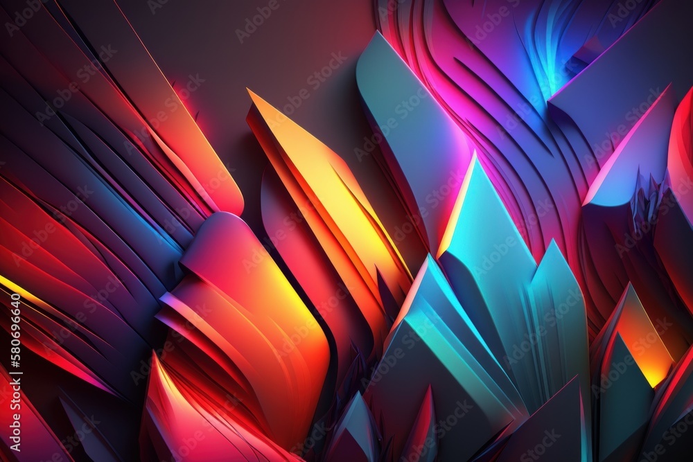 Poster generative ai, abstract background, futuristic shapes, computer generated images