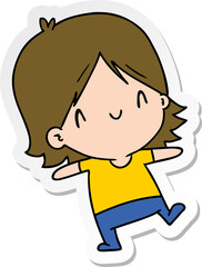 sticker cartoon of a cute kawaii girl