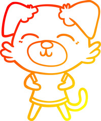 warm gradient line drawing cartoon dog