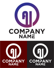 A I lettering with square design vector template