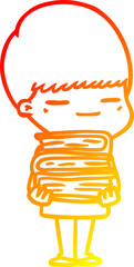 warm gradient line drawing cartoon smug boy