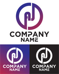 A J lettering with square design vector template