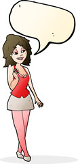 cartoon attractive office woman with speech bubble