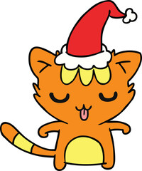 christmas cartoon of kawaii cat