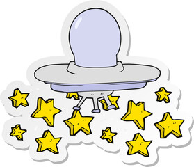 sticker of a cartoon flying saucer