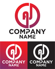 A J lettering with square design vector template