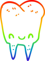 rainbow gradient line drawing cartoon tooth