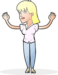 cartoon woman throwing hands in air