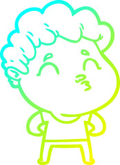 cold gradient line drawing cartoon man pouting