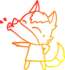 warm gradient line drawing howling wolf in dress cartoon