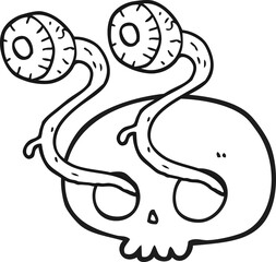 gross black and white cartoon eyeball skull