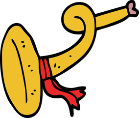 cartoon doodle curled horn instrument