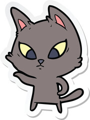 sticker of a confused cartoon cat