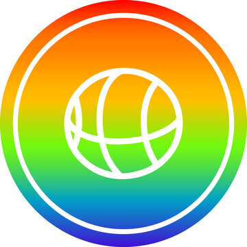 basketball sports circular in rainbow spectrum