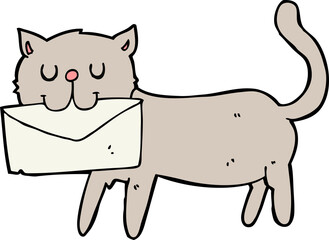 Obraz na płótnie Canvas cartoon cat carrying letter