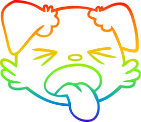 rainbow gradient line drawing cartoon dog face