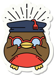 sticker of tattoo style educated robin