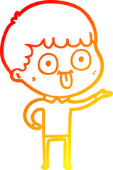 warm gradient line drawing cartoon man staring