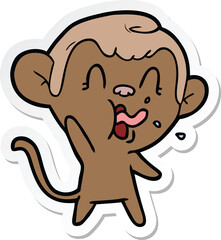 sticker of a crazy cartoon monkey