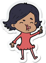 sticker of a cartoon girl pulling face
