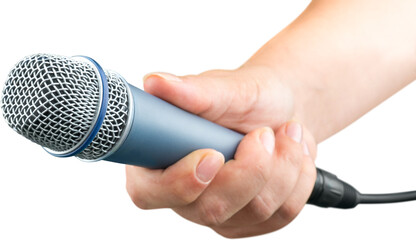 Hand holding a microphone