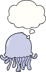 cartoon jellyfish and thought bubble