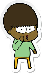 sticker of a cartoon happy boy